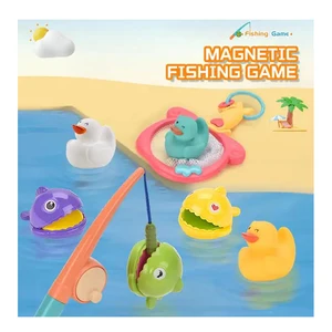 Interactive Sensory Bath Toys 6-Month Babies Toddlers Educational TPE Floating Duck Hook Pole Water Spraying Tool Shower Fishing