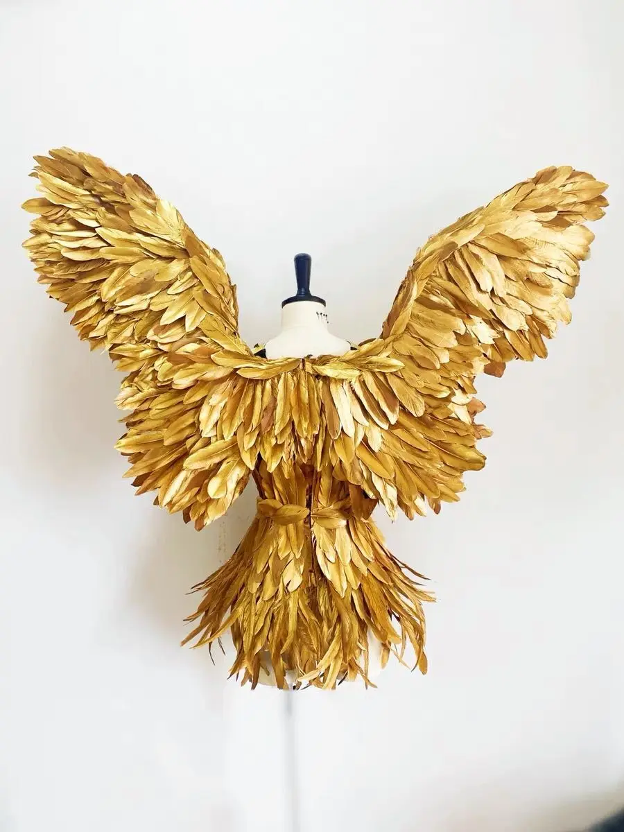 Alibaba.com: Gold Feather Angel Wings Dress Costume, Sexy Performance Outfit  for Women Singers, Carnival & Stage Use