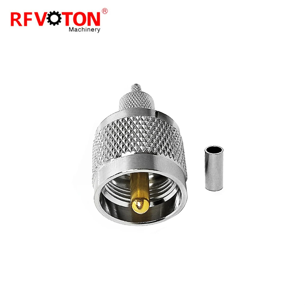 Factory Supply 50 Ohm UHF Male PL-259 Crimp Solder Pin for RG316 RG174 LMR100 Cable RF Connectors in Stock