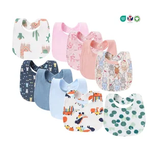 Baby Items Kids Apron Cartoon Prints Pure Cotton Burp Clothes Baberos Para Bebe Absorbent Double Layer Baby Bib for Boys Girls