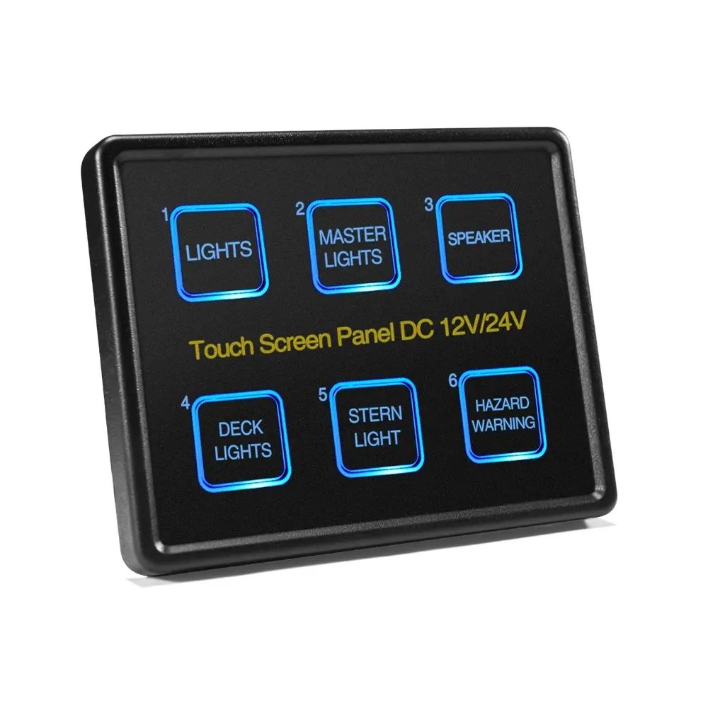 6 Gang LED Touch Screen Switch Control Panel for Car SUV Pickup Boat Truck caravan Camper