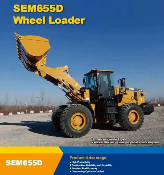 Sem 565d SEM 655D Wheel Loader 5 Ton Heavy Equipment Front Loader Construction ...