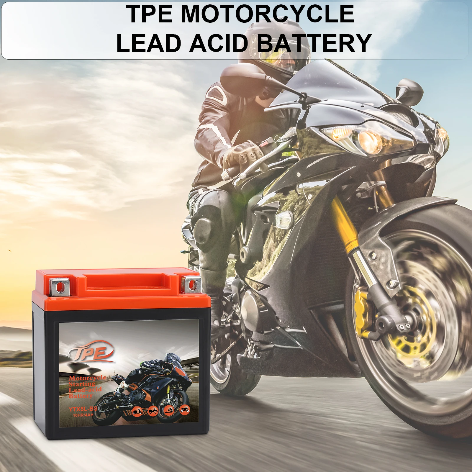High Quality Motorcycle Battery TPE12V5AH YTX5L-BS Maintenance Free Long Life Lead Acid Battery factory