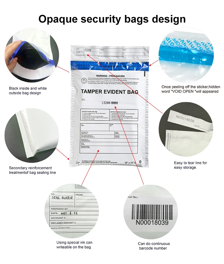 Tamper Proof Secuiry Bag Self Seal Evidence Packing Bag Transparent