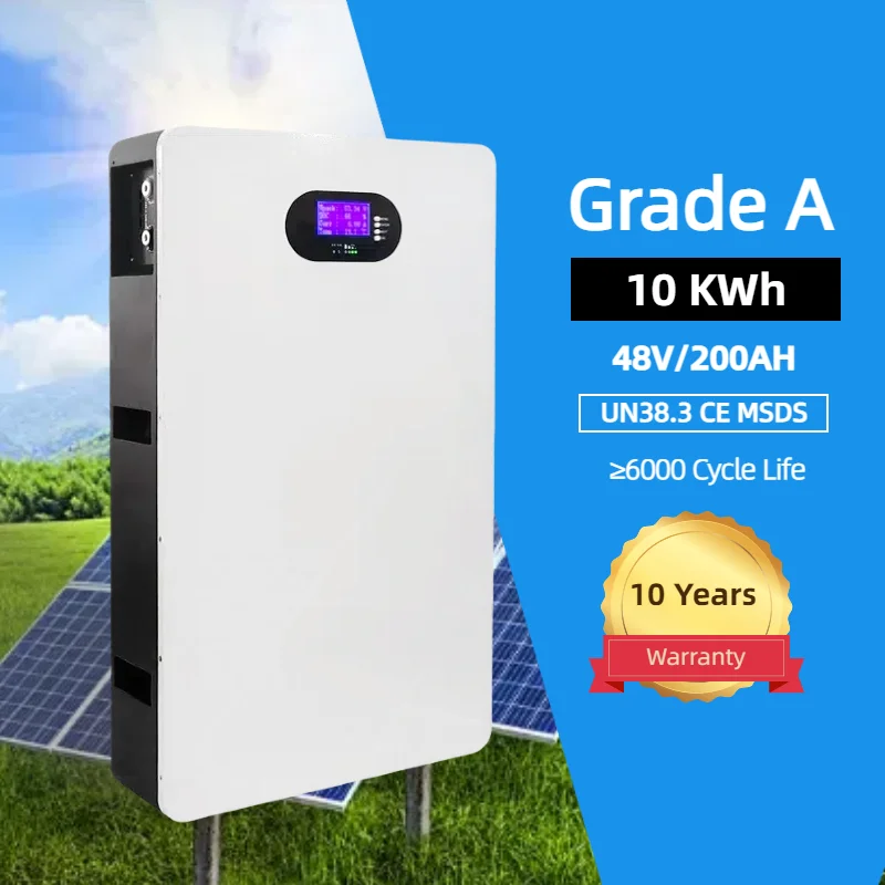 Powerwall 10kwh Solenergilager Litiumbatteri 51,2V 200Ah Batteribackup Veggmontert Strøm LiFePo4 Hjemmesolstrømsystem