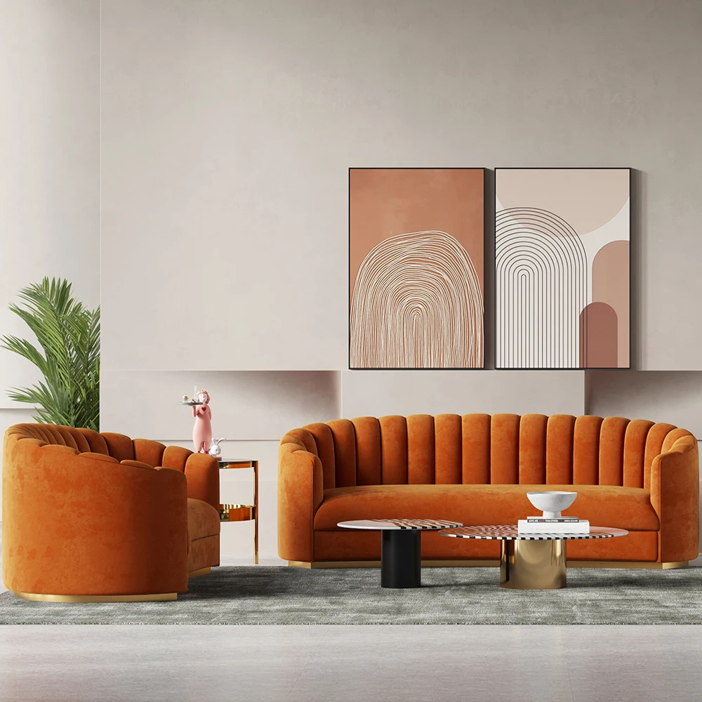 Luxury Comforting Modern Design Fabric Velvet Single 3 Seats Lounge ...
