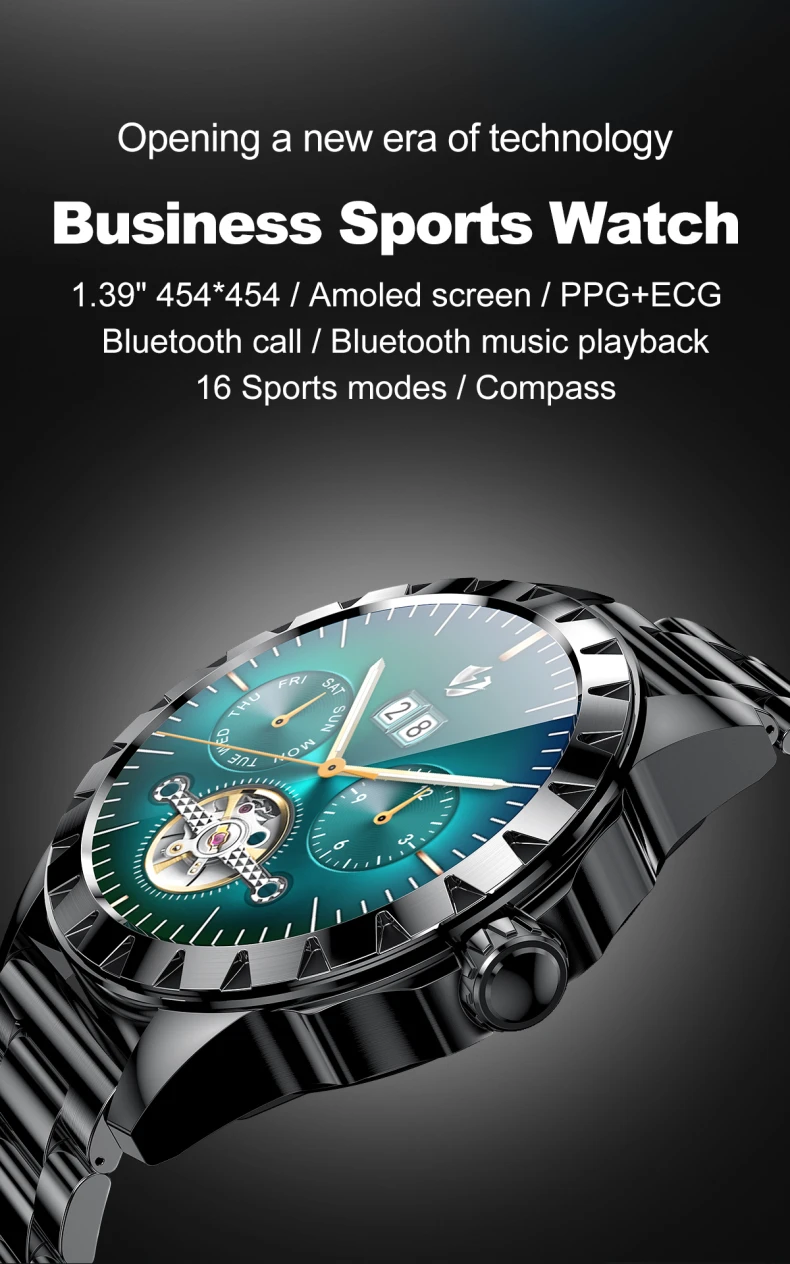 1.39 Inch High Resolution 454*454 AMOLED Screen Music AI Voice Compass PPG ECG BT Calling LEMFO LEMZ Business Sports Smart Watch (1).jpg
