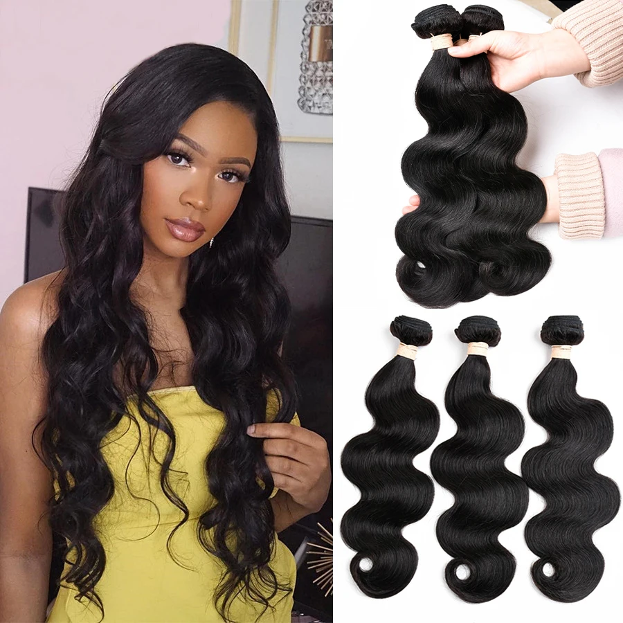 Ainizi Customized Synthetic Hair Extensions Body Wave 1B 100 Grams
