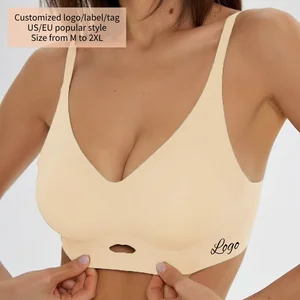 Customized logo Seamless Wireless Push up Soft Thin Adjustable Back Buckles Mesh Design Large Size Jelly Bra for Women