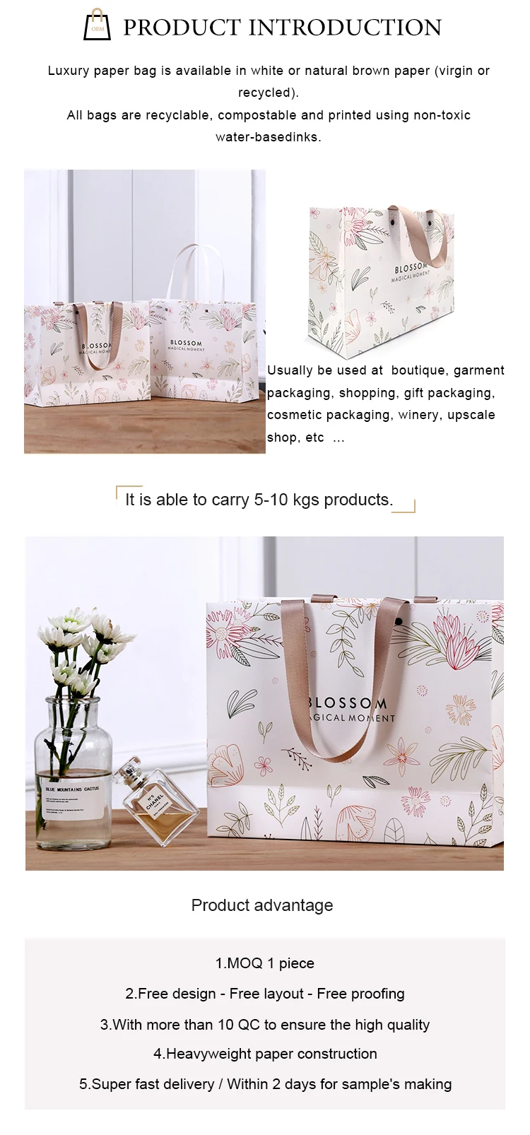 Custom White Paper Bags with Handles - Lipack Luxury Handle Rivet Paper Bag for Retail, Matte Laminated Finish, Ideal White Art Paper Shopping Bags