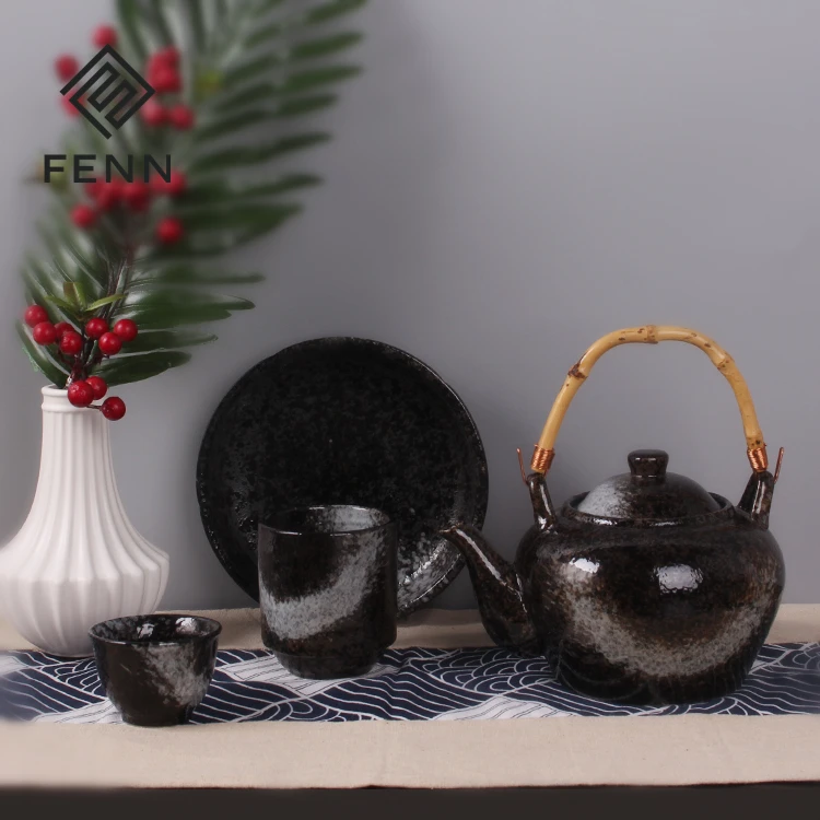 product fenn wholesale restaurant used vintage black japanese porcelain custom tea set tea pot sets with tea cup for hotel-58