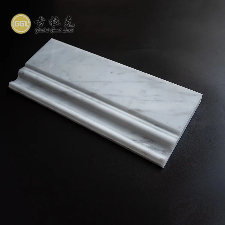 Italian Carrara White Marble Polished 5x12 Baseboard Molding Trim