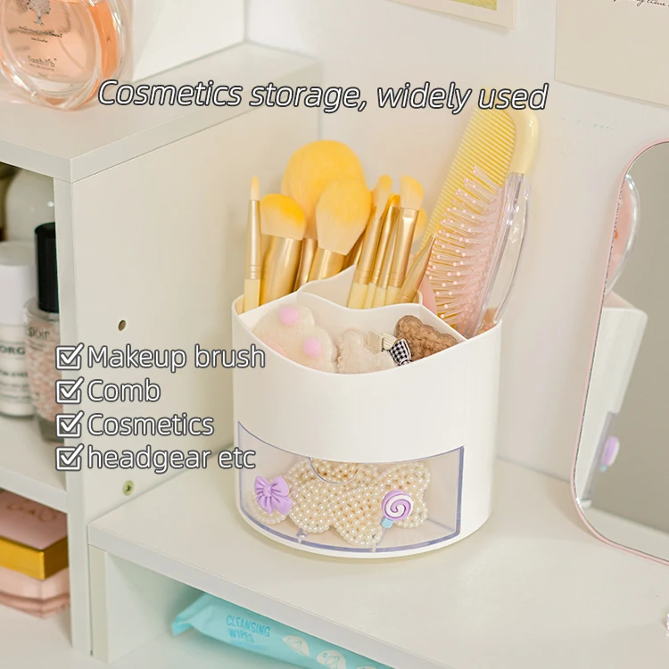 Фабричный Многофункциональный пластиковый офисный Настольный Органайзер на 360 градусов вращающийся держатель ручки с выдвижным ящиком для детей