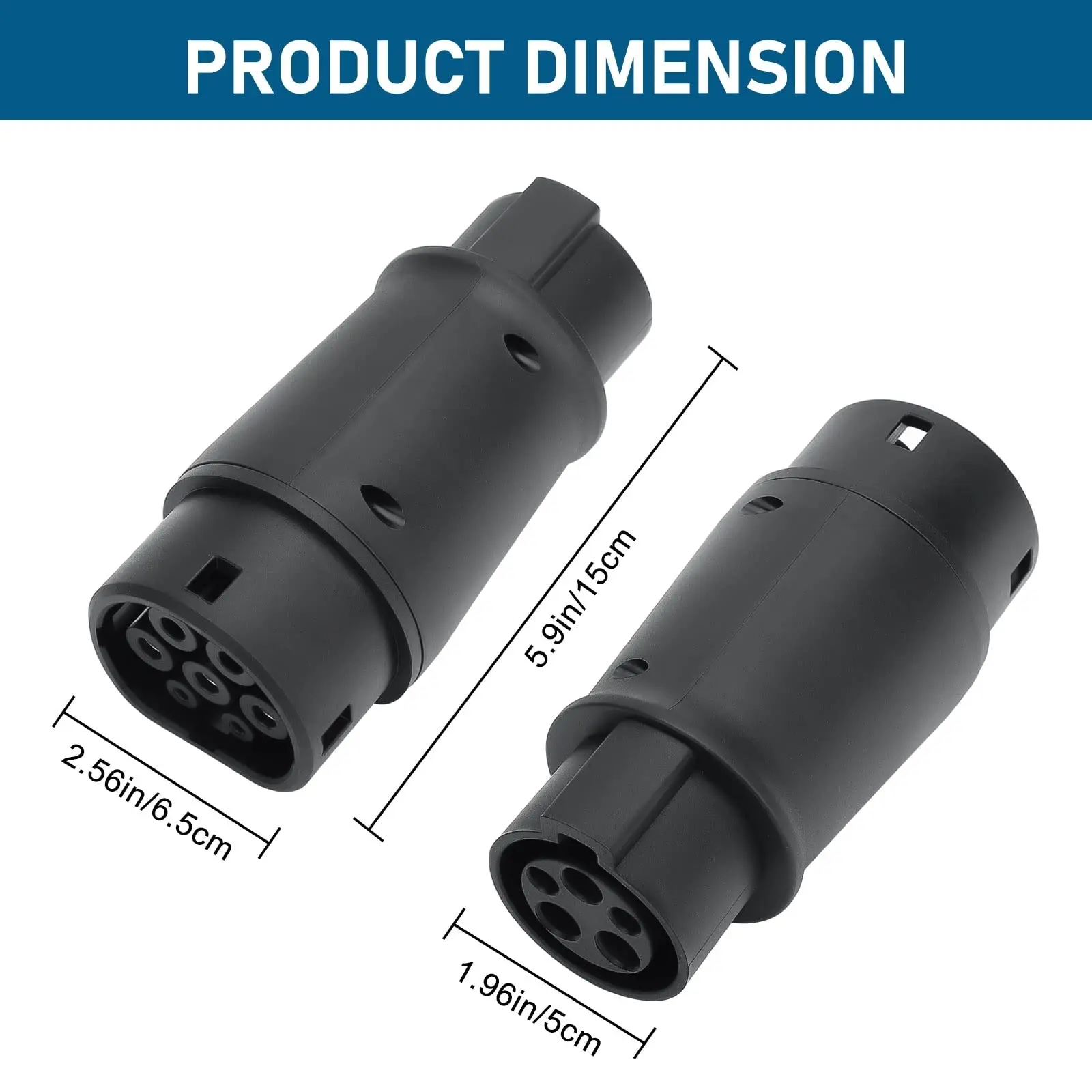 Type 1 to Type 2 EV Charging Cable - 32A SAE J1772 Adapter