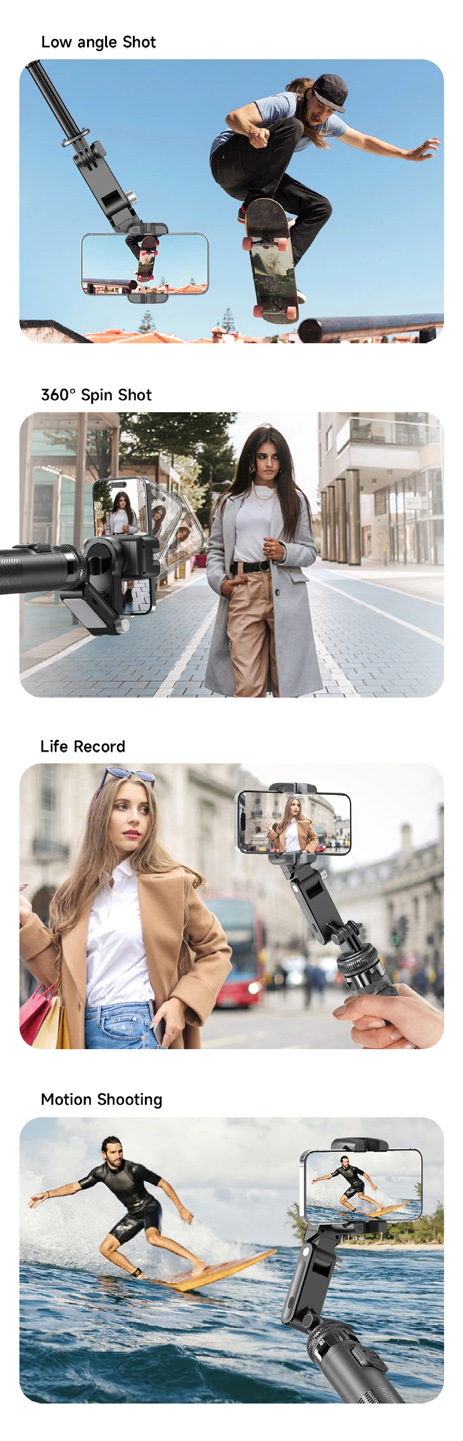 C16R 3 in 1 AI Face Tracking 360 Rotating Single Axis Gimbal Stabilizer Quadrupod Selfie Stick 9 AI Face Tracking | Generic C16R 3 in 1 | AI Face Tracking,Selfie Stick |
