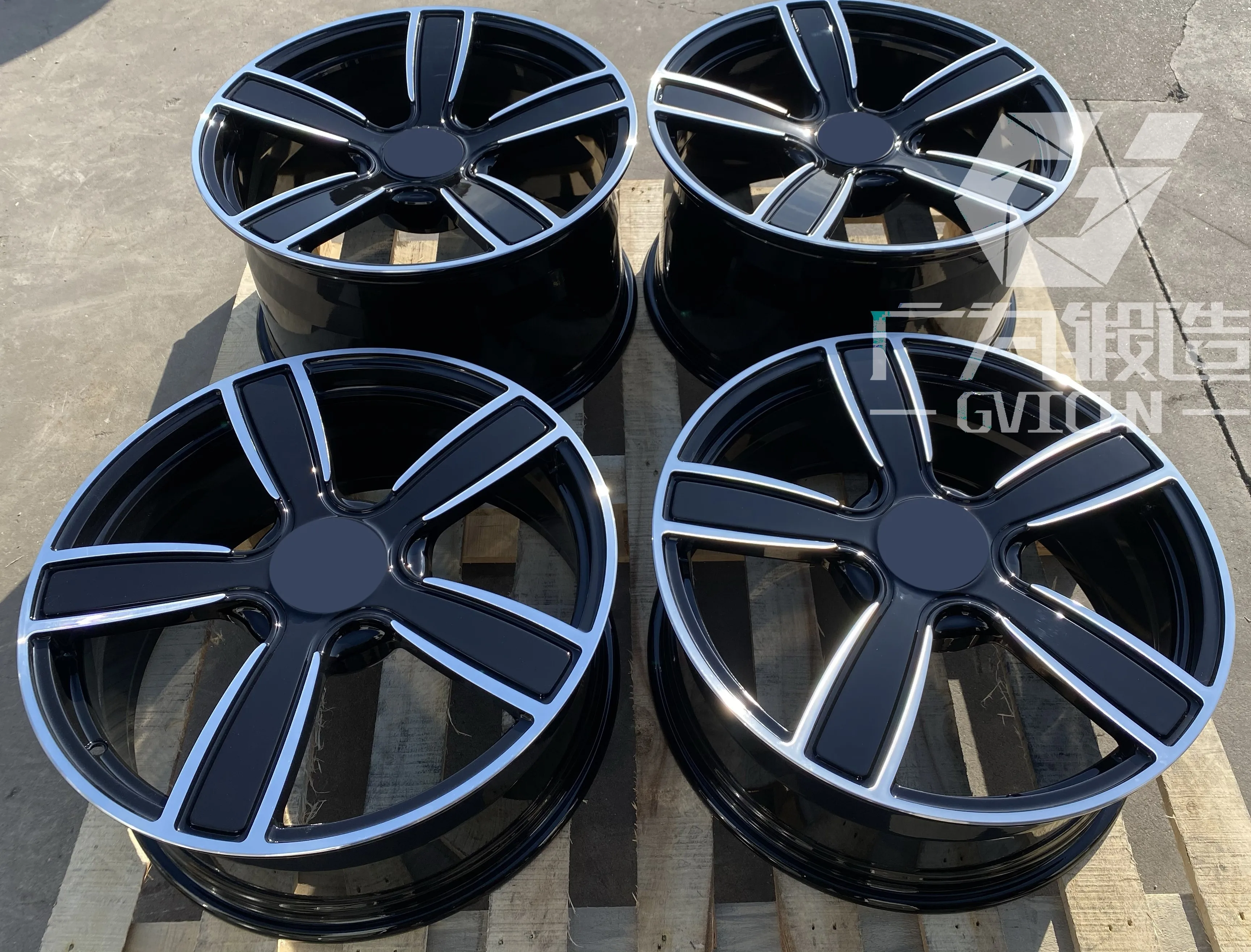 GVICHN gloss black with machine lip aluminum alloy forged wheel 17 18 19 20 21 22 inch high quality rims 5x112 5x114.3 5x120