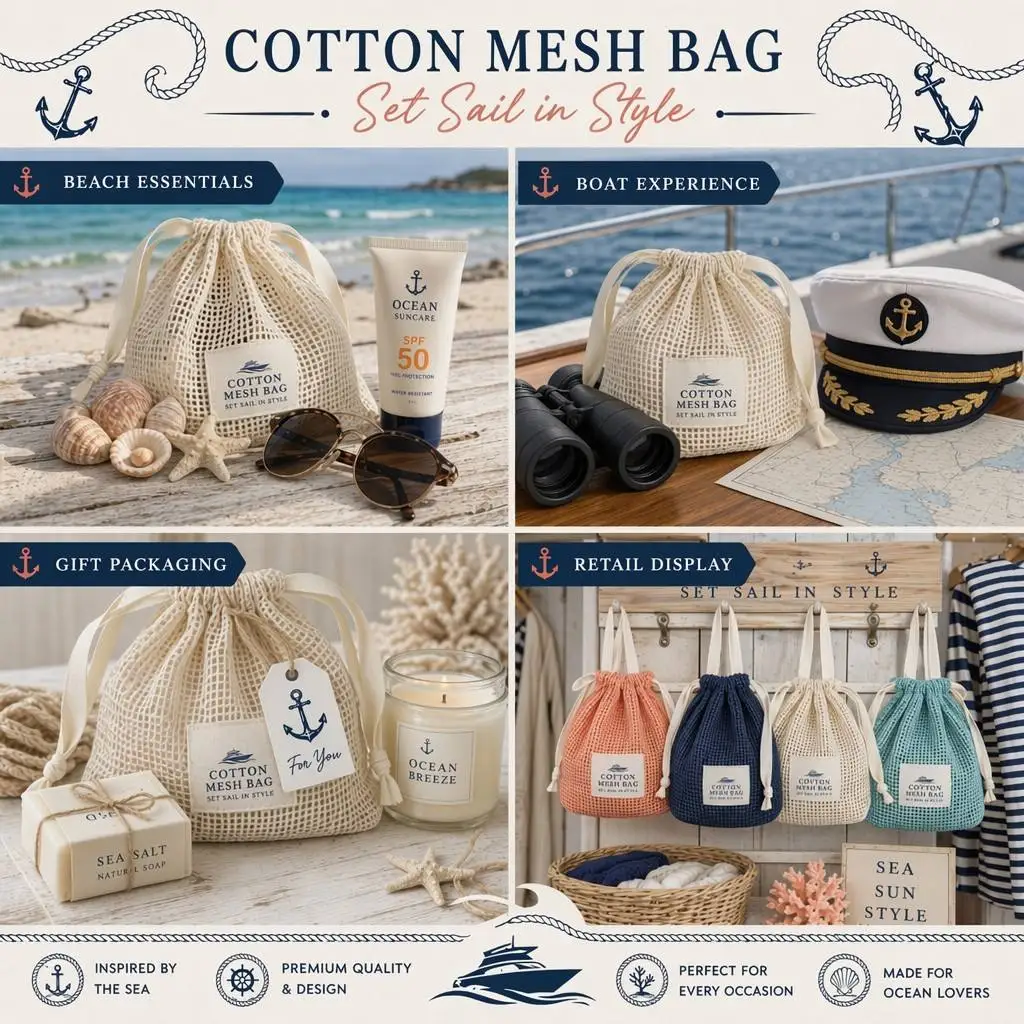 Cotton Mesh Drawstring Pouch Breathable Eco-Friendly Jewelry Gift Packaging Bag Cosmetic Soap Storage Wholesale OEM detail