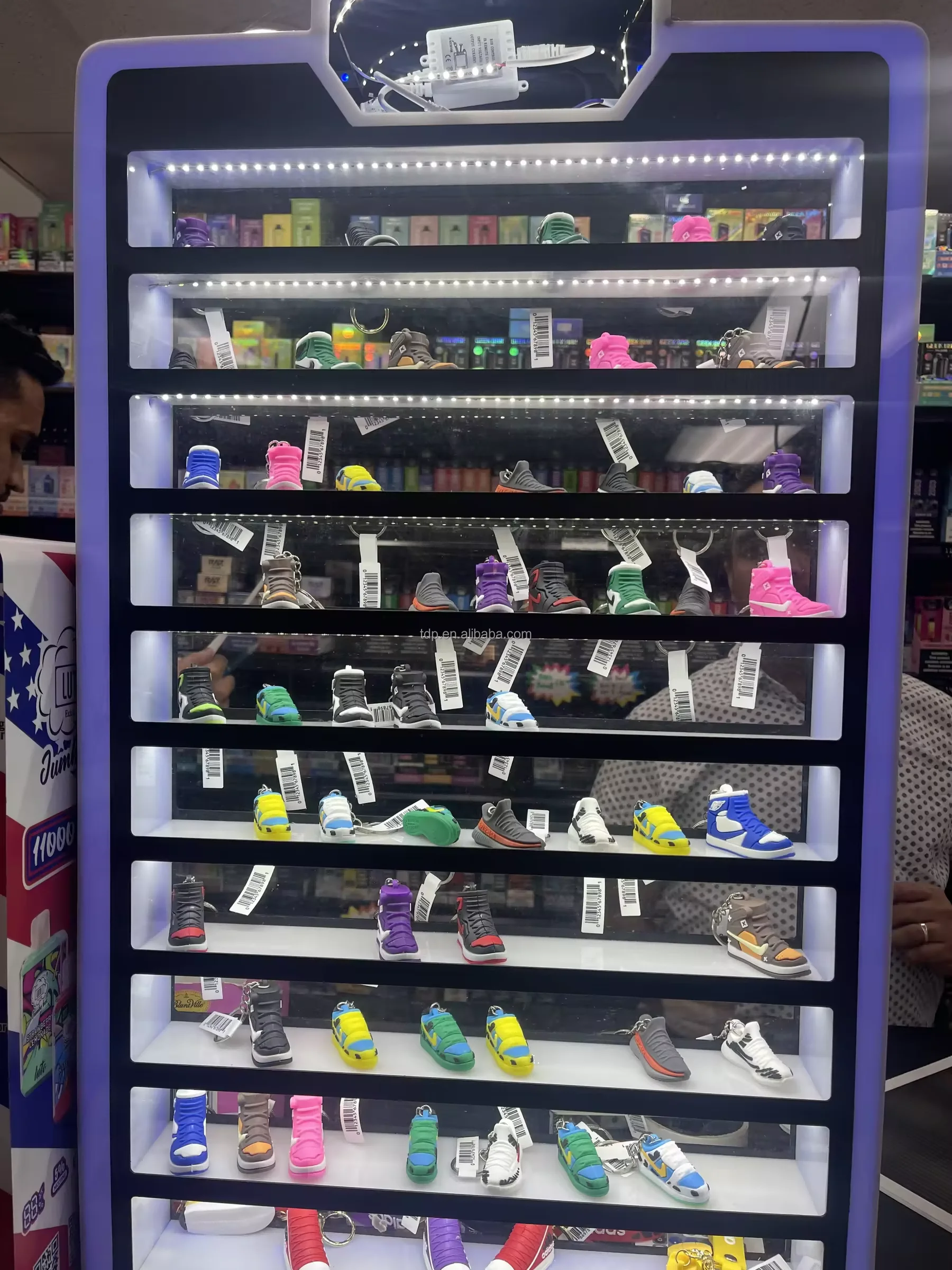 Mutipul 10 Shelves LED Acrylic Stand Lockable POP Display Retail Shop Display Stand with LED Light
