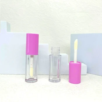 6ml Wholesale empty Lip Gloss containers Tube Big brush lip tint bottle cylinder 6ml Pink Cute Lip Gloss plastic Tube Bottle