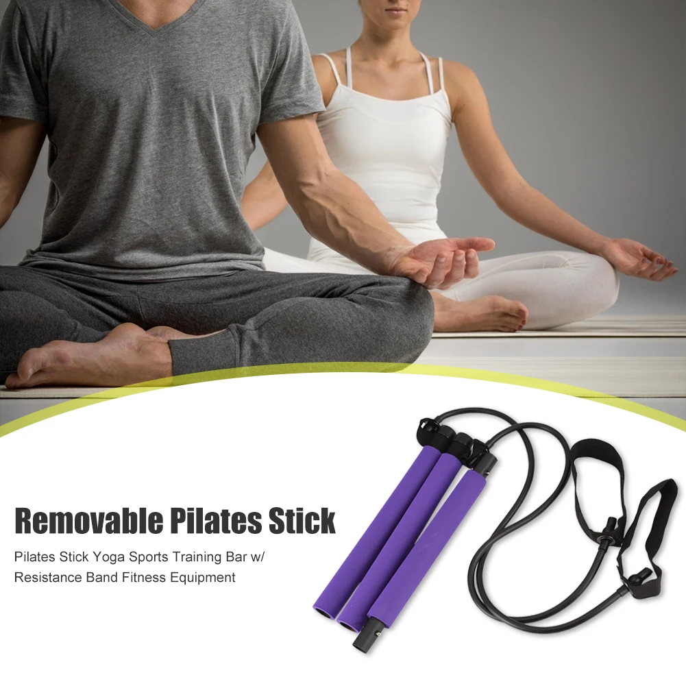 Portable Pilates Bar Kit With Resistance Bands Elastic Rubber Bands For