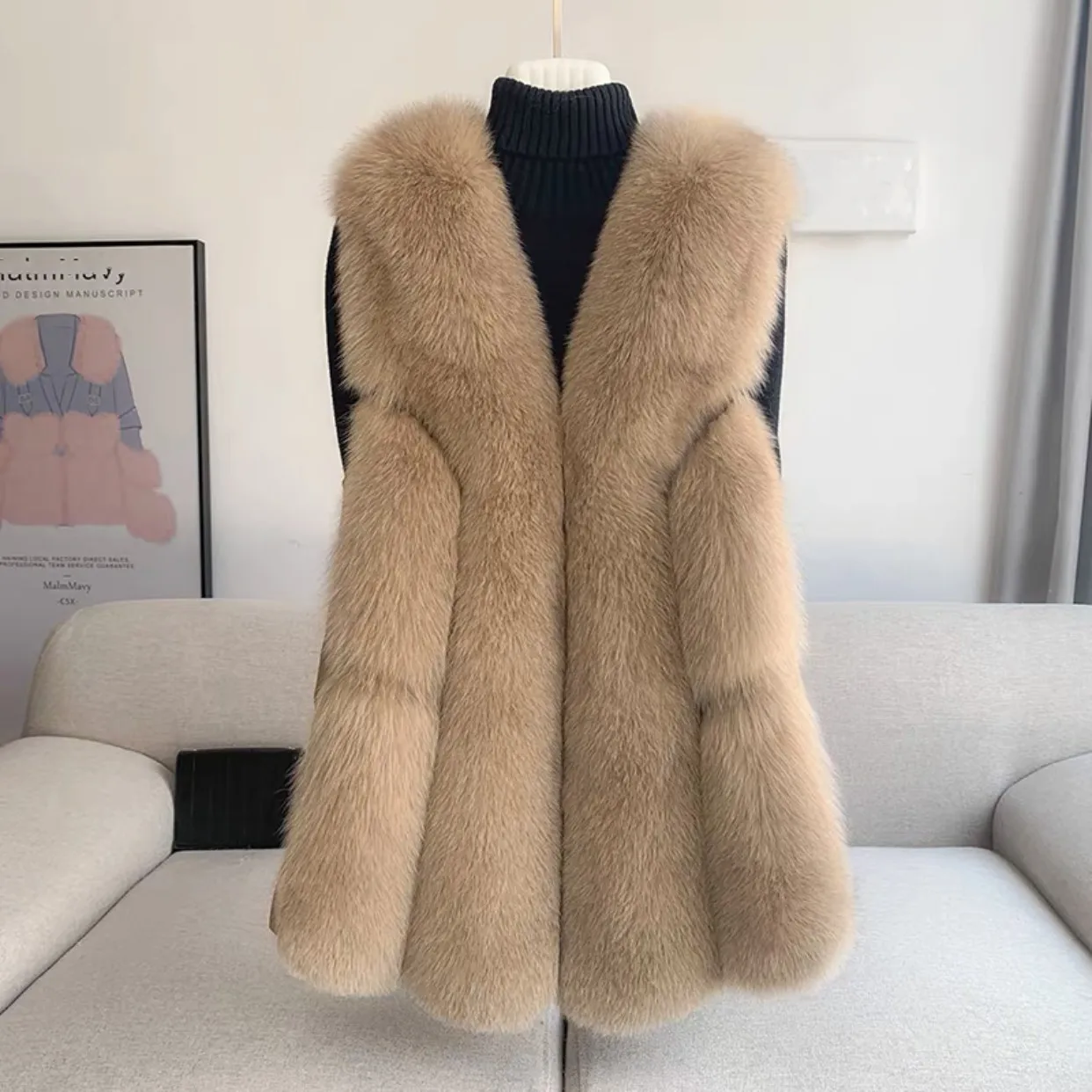 Hot Sale Super Quality Latest Design of Waistcoat Fur Gilet Multi Color Fluffy Furry Custom Cheap fox Fur Vest