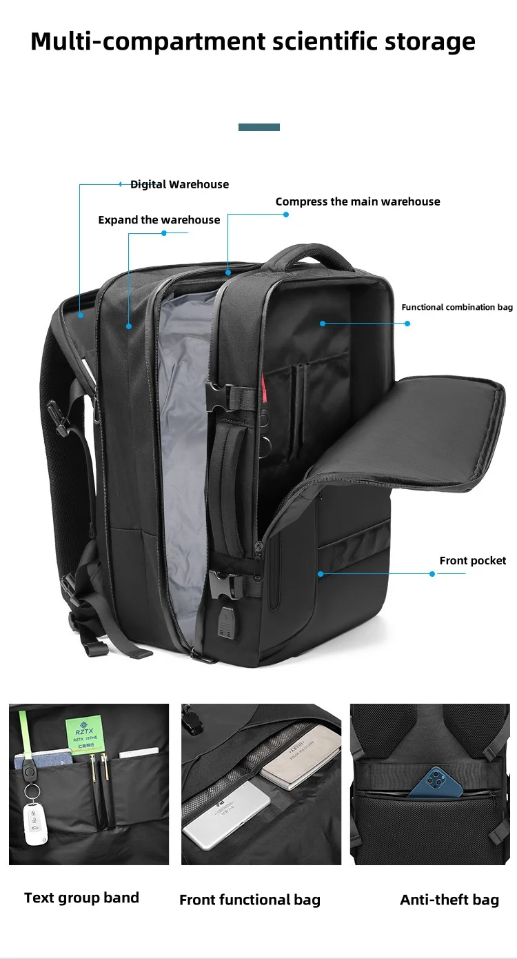 Multifunctional airbag Backpack Men's Large Capacity Vacuum Storage Business Travel Bag Oxford Cloth Waterproof Backpack