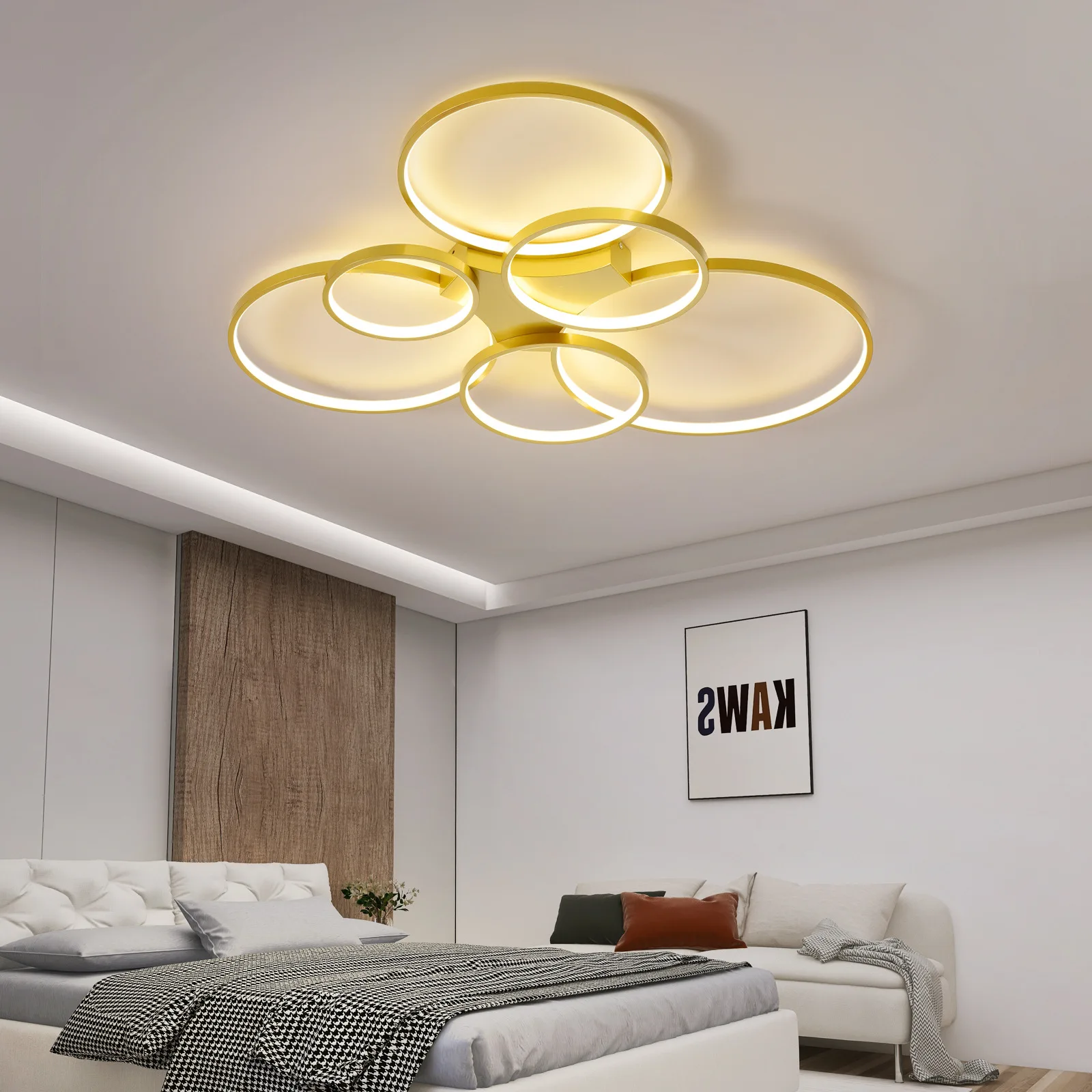 إضاءة منزلية أنيقة وبسيطة وبأسلوب عصري من الطراز الإسكندنافي، مصباح سقف دائري من الألومنيوم مع إضاءة LED، مناسب لغرفة المعيشة والقاعة، تصميم إبداعي يعكس الشخصية