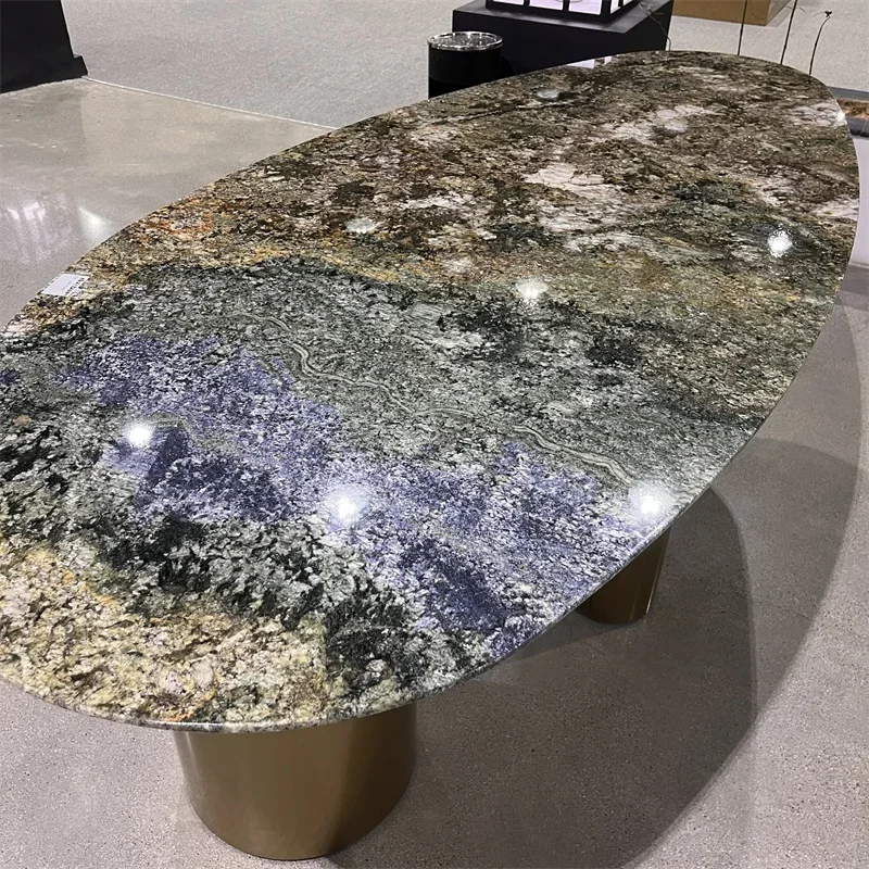 Ajoyib Shangri-La marmar zamonaviy, cho'ziladigan, aylantiriladigan kofe stoli — uy mebellari uchun