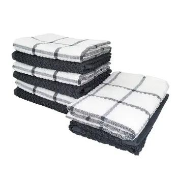 XIAOAO Cotton rag black dish washing cloth terry kitchen cleaning towel and tea towel