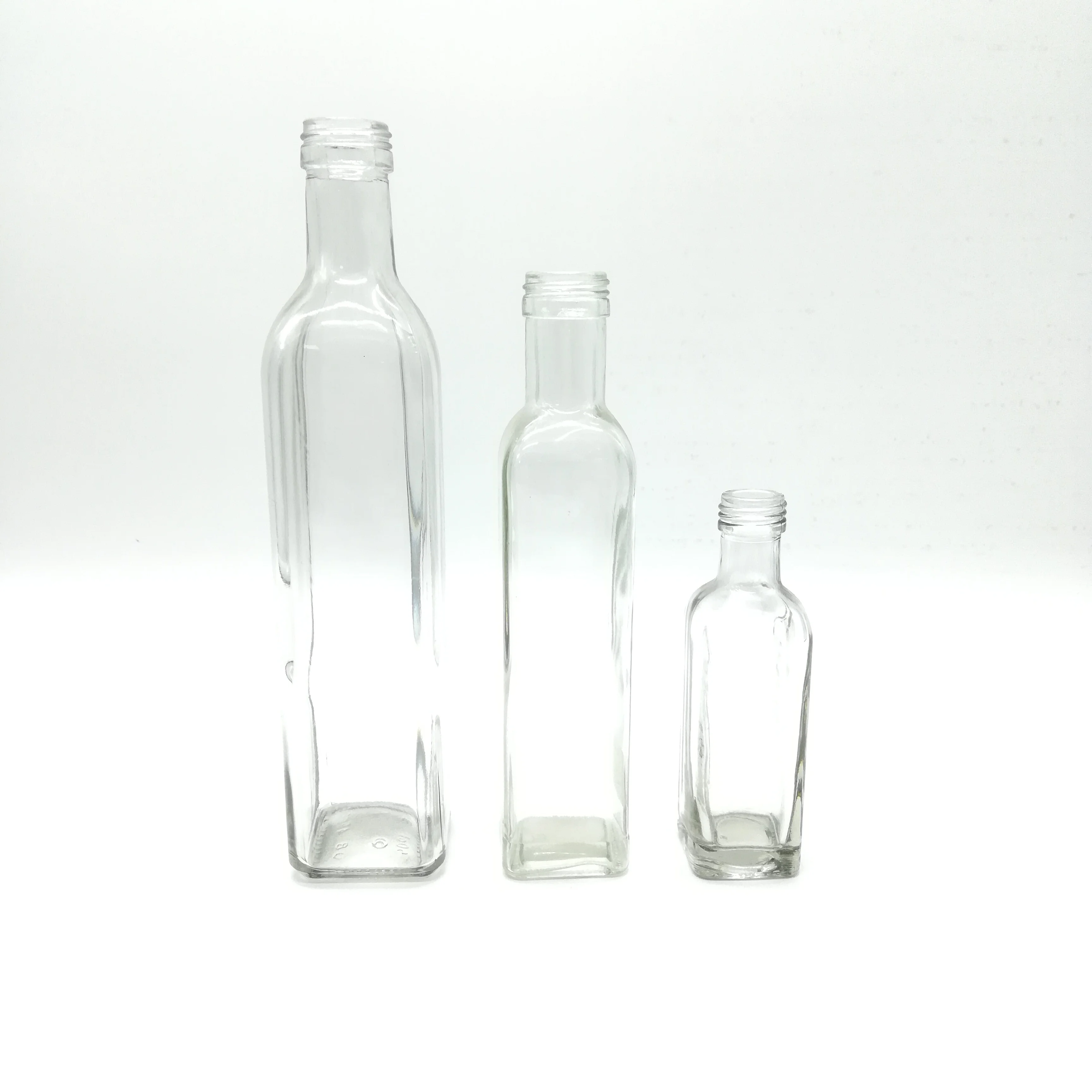 100ml 250ml 500ml 750ml clear Green square Olive Oil Glass Bottle with Plastic Cap or Aluminium Cap