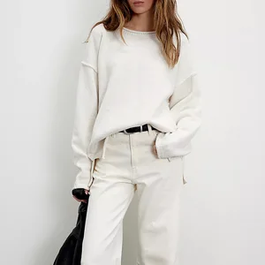 Winter Knitted Sweater Solid Color Round Neck Loose Basic Pullover Sweaters for Women