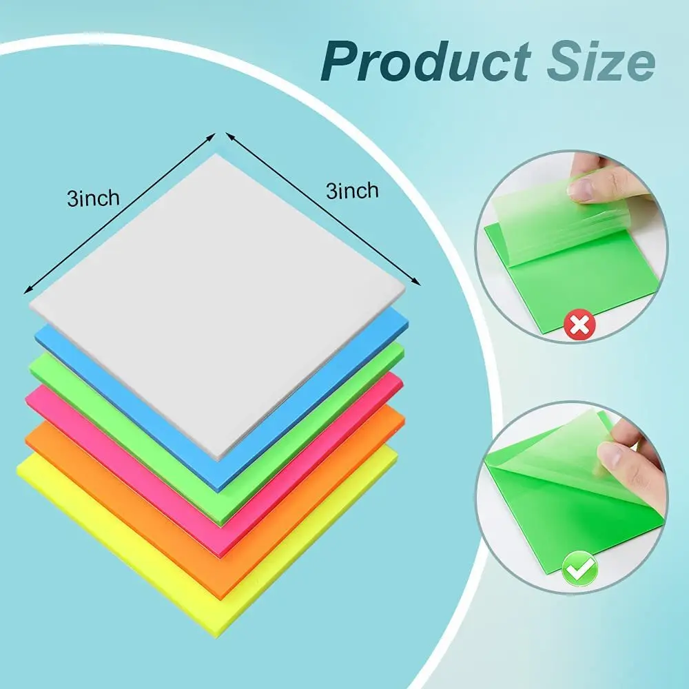 2023 Wholesale Offset Paper 7.5*7.5cm Stationery Office PET Sticky Notes Custom Sticky Notes Memo pad