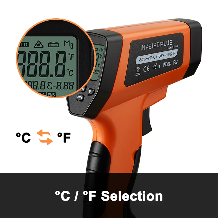 Infrared Thermometer Temperature Gun INK-IFT03 Orange / Factory in China