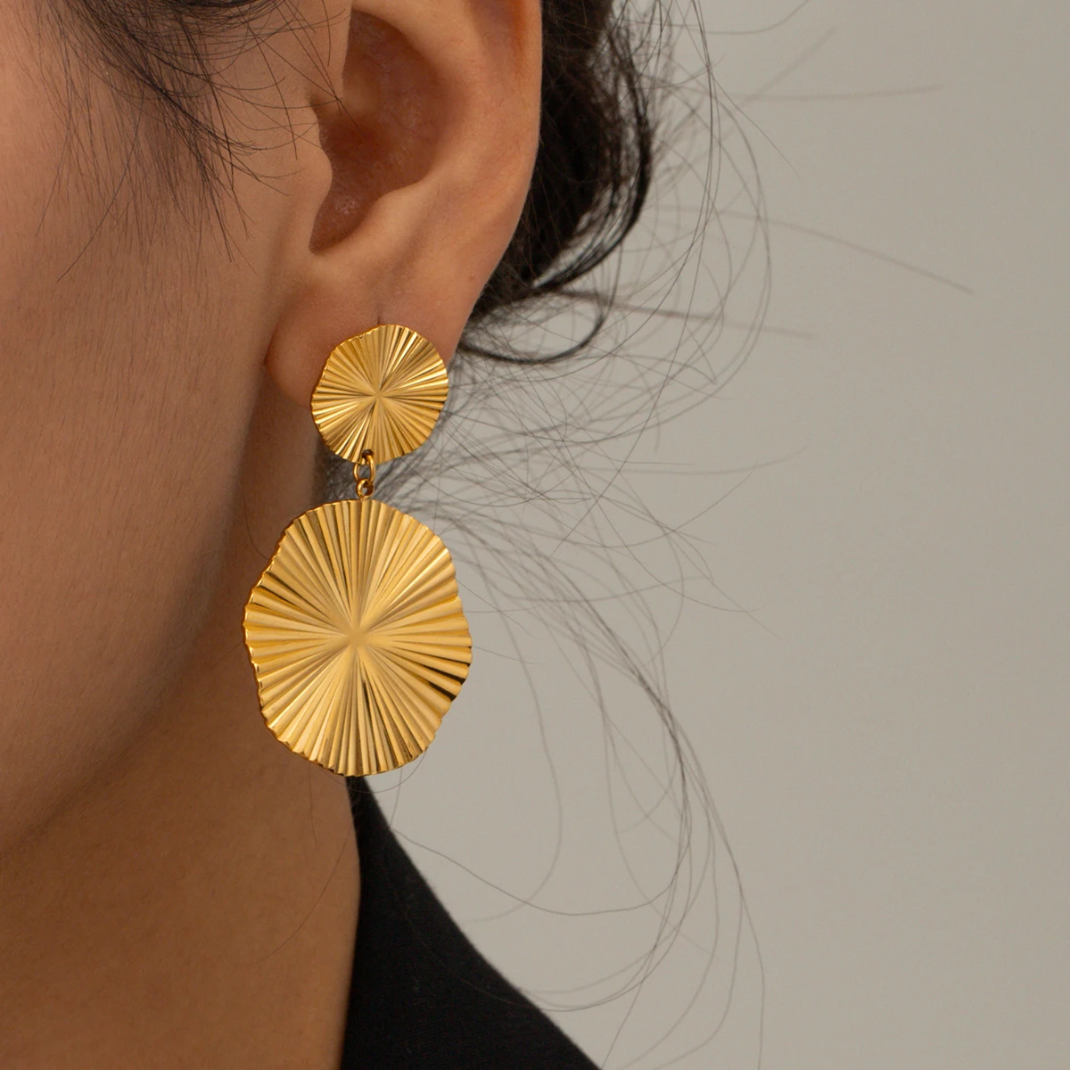 Geometric Drop Earrings 18K Gold Plated Stainless Steel