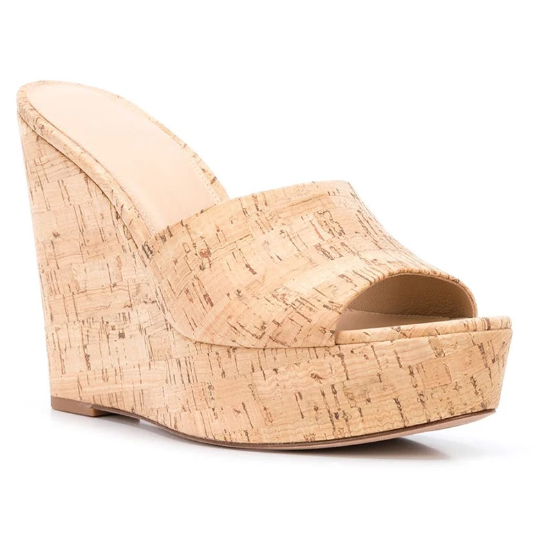 Cork Wedge Platform Sandals for Women Slip-On Design, OEM - Main Image