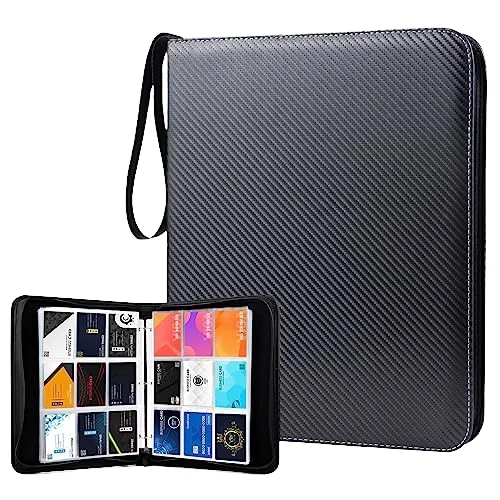 50 card binder Waterproof PU Cover 9-Pockets Pages 900 Pockets Trading Sports Game Card Album Folder with Zipper Seal Unique Bargains Card Binder 4