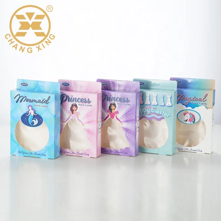 Customized White Baby Candy Packaging Cardboard Box Eco Friendly Folding Carton With Window