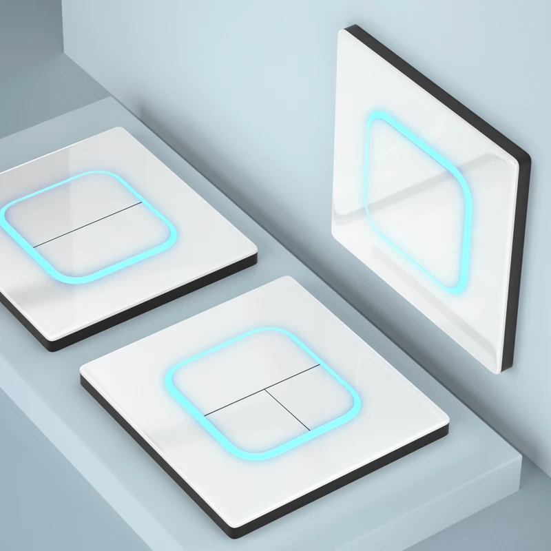 Modern Design LED Indicator Light Switch Tempered Glass Wall Plate Stylish 1Gang 1Way Wall Switch