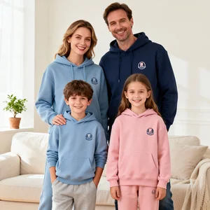 Full Custom Family Matching Comfortable Neutral Outdoor Children Hoodies Screen Print logo Drawstring Hood with Kangaroo Pocket