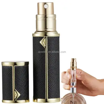 High-Grade 5ml Portable Glass Press Spray Bottle High-End Aluminum Artifact Perfume Atomizer for Liquid with Empty Bottle