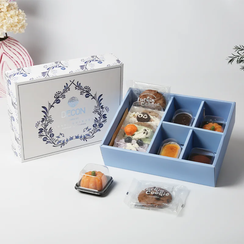 Foldable Lid and Base  Box Custom logo Printed for Food Elegant Partitioned Cookie Gift Box  Customizable Packaging for Desserts
