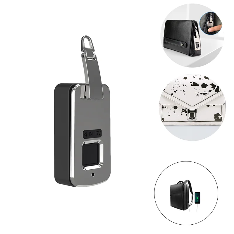 Small Electronic Intelligent Wallet Handbag Clutch Smart Zipper Anti Theft Metal  Biometric Fingerprint Briefcase Lock