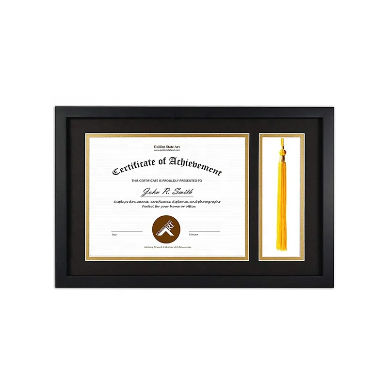 8x11'' Black Certificate Frames With Mat High Definition Glass Diploma ...