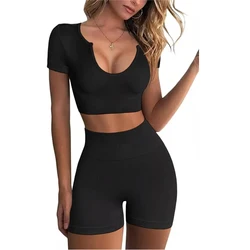 Yoga Outfits for Women Seamless Suits 2 Piece Set Short Legging Sports Bra Workout Clothes Fitness Sportswear