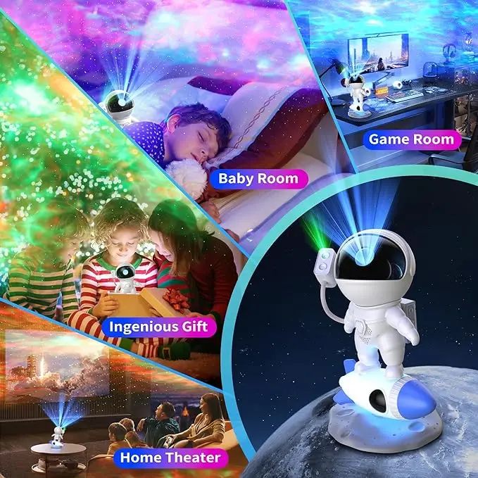 Proiettore Stellare Con Sveglia E Altoparlante Bluetooth – Proiettore Galaxy A Forma Di Razzo, Effetti Aurora E Cielo Stellato, Musica E Rumori Bianchi (Pioggia, Onde, Fuoco), Regolabile