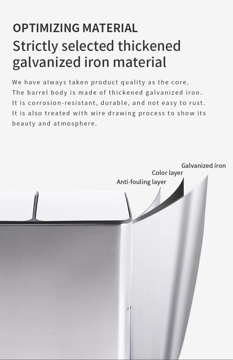 Trash Can Stainless Steel Double Compartment Classified Kitchen Trash Can with Plastic Inner Buckets 2 X 30 Liter Dual