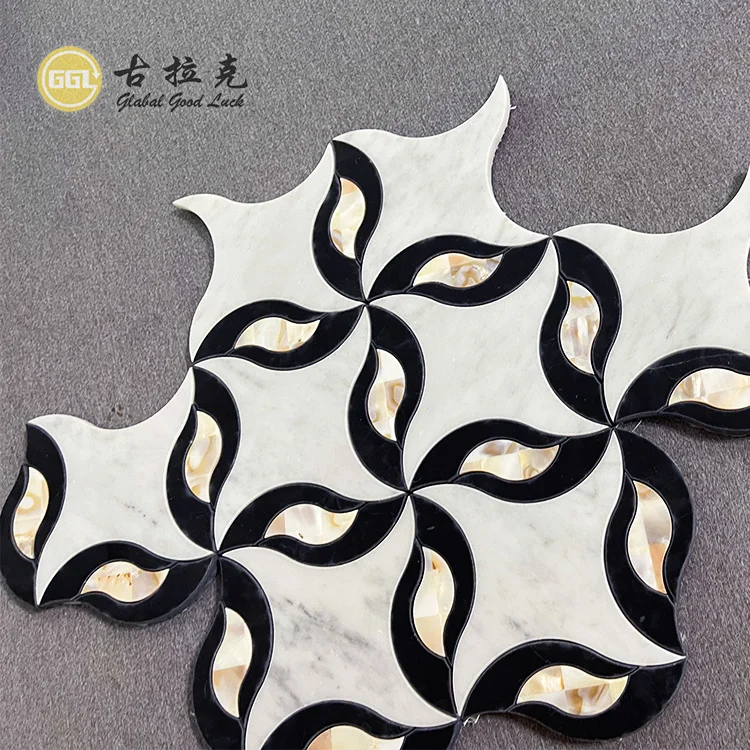 Premium Flower Shape Marble Mosaic Tile Nature Stone Mix Shell Mosaic for Bathroom Shower Wall Decor supplier