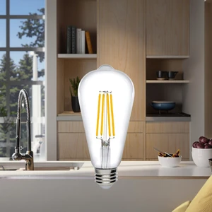 Vertak LED Filament Light Bulb 3000K-6500K Warm White Color 4W-8W Clear Glass with E27 Base Plastic Lamp Body for Home Use