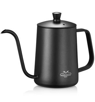 MERMOO YILAN Black Stainless Steel Coffee Drip Kettle 600ml Gooseneck Spout Drip Pot Coffee Tea Service Camping Water Kettle