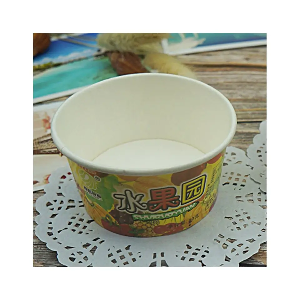 Manufacturer custom printed paper bowl ice cream paper bowl with plastic lid